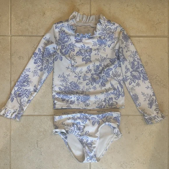 Janie and Jack Floral Toile Rash Guard Swimsuit - Picture 2 of 5